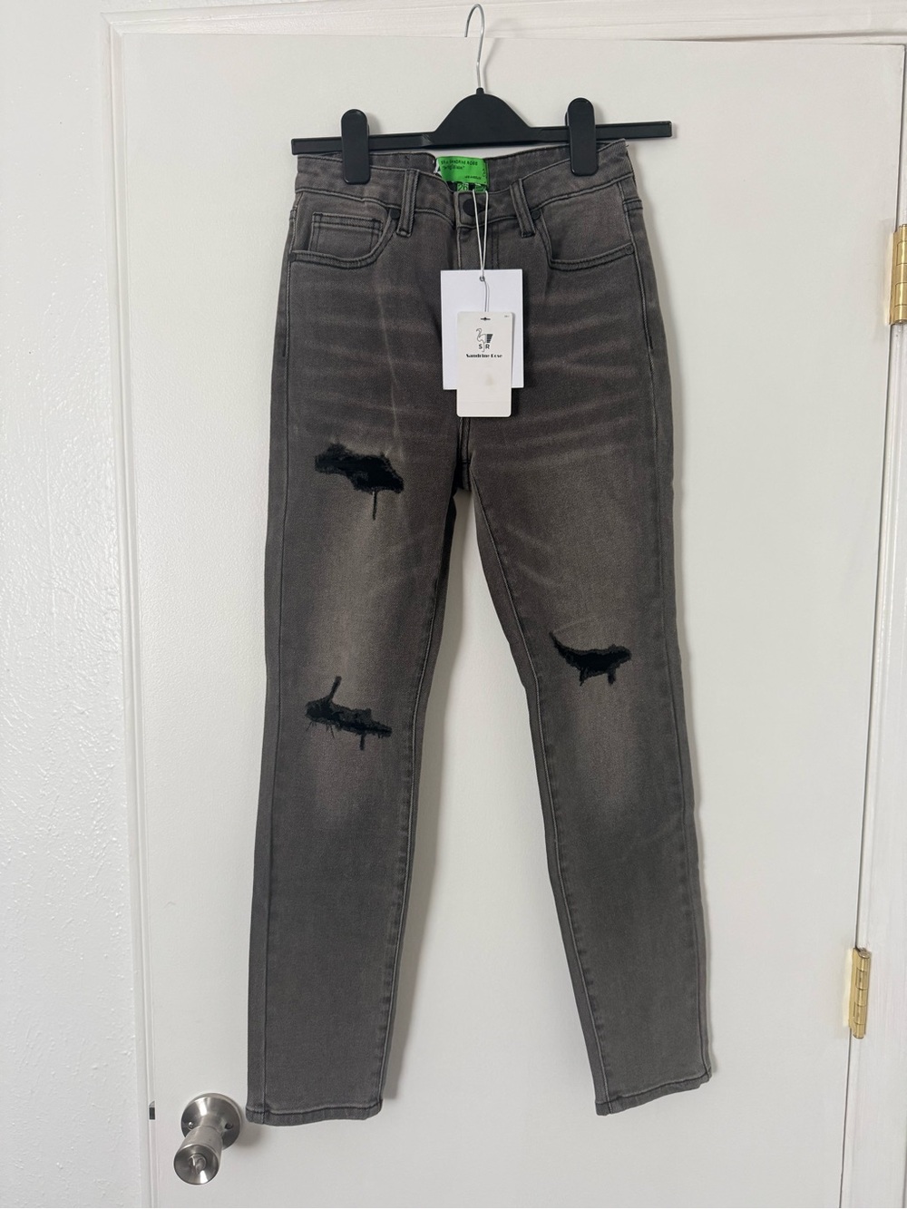 Sandrine Rose Gray Distressed Skinny Jeans - Women's